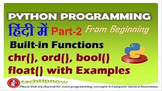 Built in Function In Python Programming in Hindi, Urdu | chr, ord, bool, float function | part-2