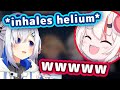 Marine Can't Stop Laughing at Kanata and Ayame's High Pitched Helium Voices 【ENG Sub/Hololive】