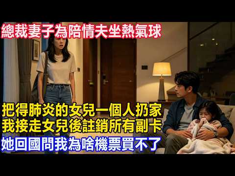 總裁妻子為陪情夫坐熱氣球，把得肺炎的女兒一個人扔家，我接走女兒後註銷所有副卡，她回國問我為啥機票買不了