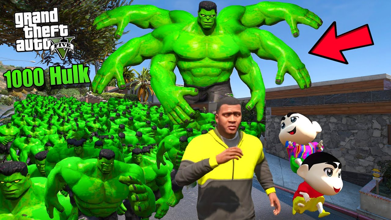 GTA 5 1000 Hulk Fight করে Franklin and Shinchan Pinchan & Avengers in GTA 5 ! (GTA 5 mods) Gameplay