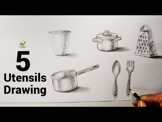 How to Draw Cartoon Kitchen Utensils - YouTube