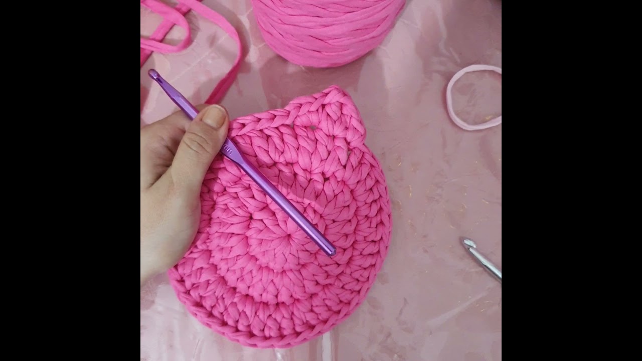 Bolsa de crochê com fio de malha infantil de gatinho com laçinho