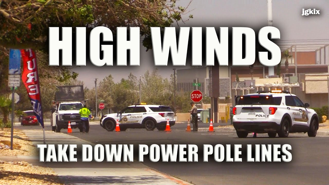 High Winds take down Power pole Lines - YouTube