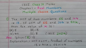 Cbse class 10 maths chapter 1 Real Numbers Multiple Choice Questions for 1 mark@cbseclass10studies