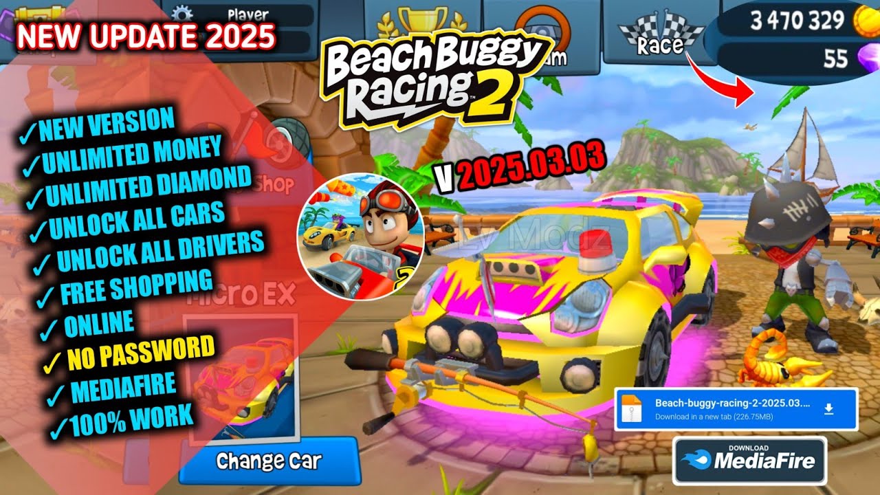 Beach Buggy Racing 2 Mod Apk 2025.03.03 Latest Version 2025 - Unlimited  Money & Unlock All Car