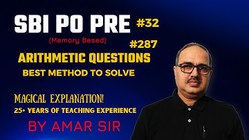SBI PO Preparation | Memory Based Arithmetic Questions | Best Tricks with Concept By Amar Sir #sbipo