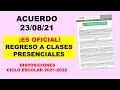 ACUERDO 23/08/21 DISPOSICIONES PARA EL DESARROLLO DEL CICLO ESCOLAR 2021-2022 SEP