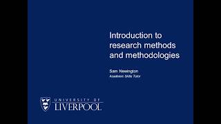 Introduction to research methods and methodologies