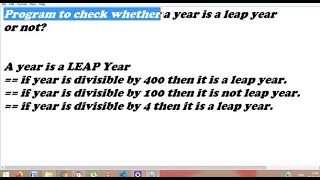 C Program to check if a year is Leap Year or Not  Using IF Else statement