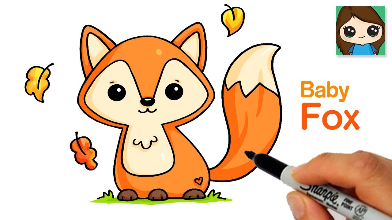 How to Draw a Baby Fox Easy 🍁 Cute Fall Animal Art - YouTube