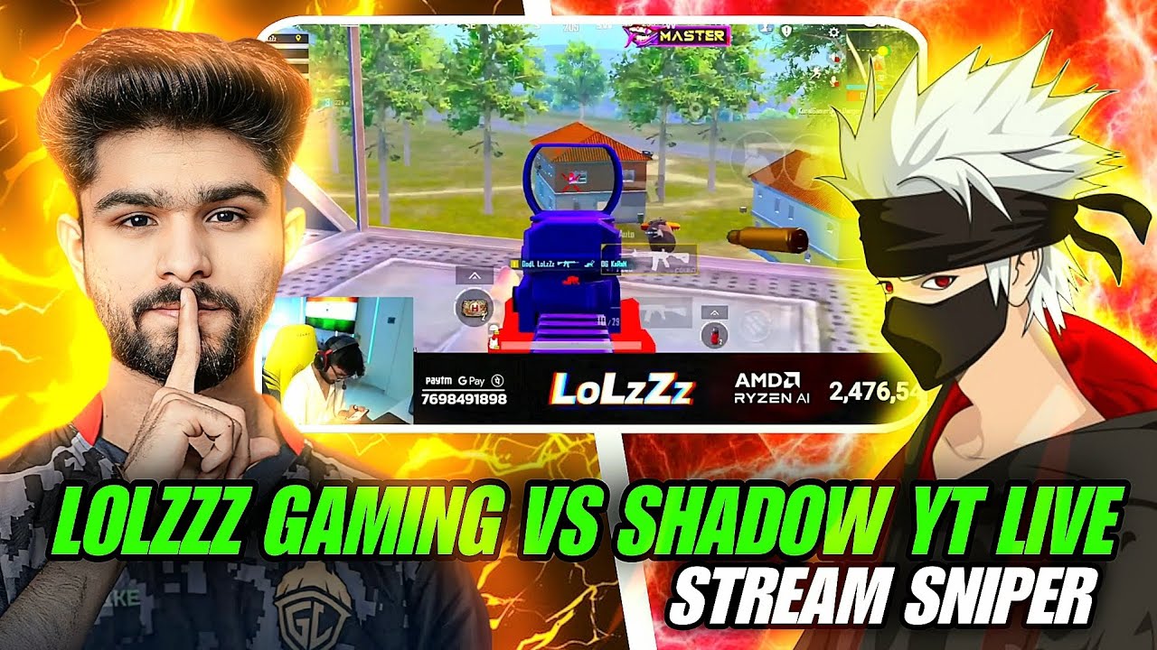 LOLZZZ GAMING VS SHADOW YT LIVE !! STREAM SNIPE BY THIS STREAMER 🤬 ...