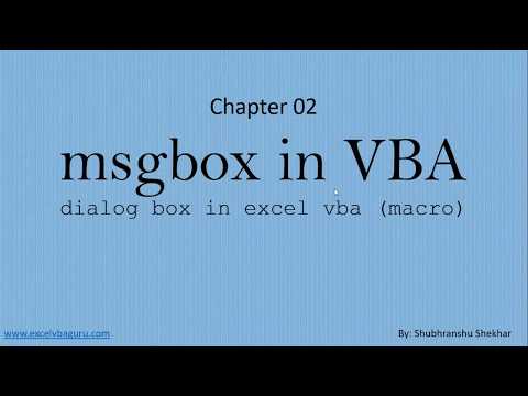 msgbox vba - msgbox vba video tutorial | Chapter-2 | msgbox | excel | vba | macro | tutorial