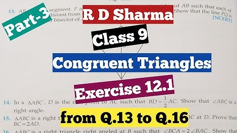 R D Sharma class 9 Ex- 12.1 chapter-12(Congruent Triangles) part-3
