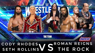 Cody Rhodes and Seth Rollins Vs The Bloodline Roman Reigns and the Rock WrestleMania