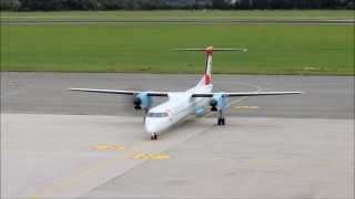 Austrian Airlines Bombardier Dash 8Q-400 Landing at Linz Airport (LNZ/LOWL)