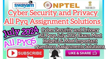 Cyber Security and Privacy All Pyqs Assignment #NPTELPYQ2024#July2024ALLPYQ #CyberSecurityandPrivacy