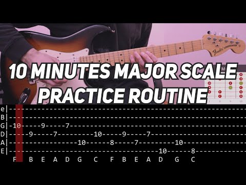 10 Minutes Major Scale Practice Routine (with TAB)