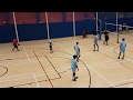 Volley ball match between team blue and team green