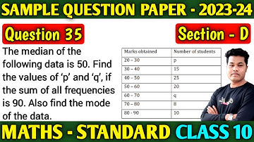 The median of the following data is 50 Find the values of p and q if the sum of all frequencies is..