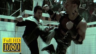 Jet Li fights in the pool against Scott Adkins and other fighters in the movie Danny the Dog (2005)