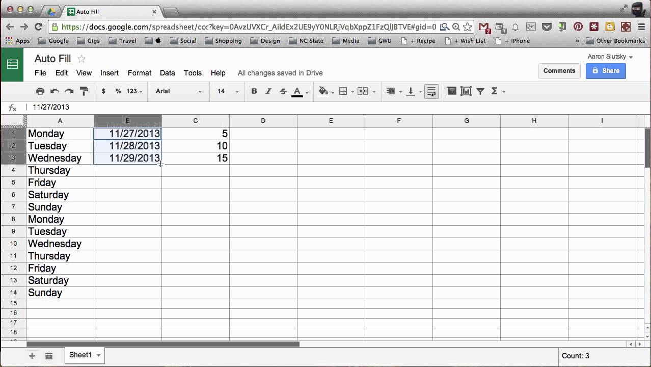 change number fill in google sheets