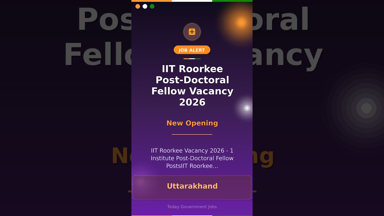 IIT Roorkee Post-Doctoral Fellow Vacancy 2026