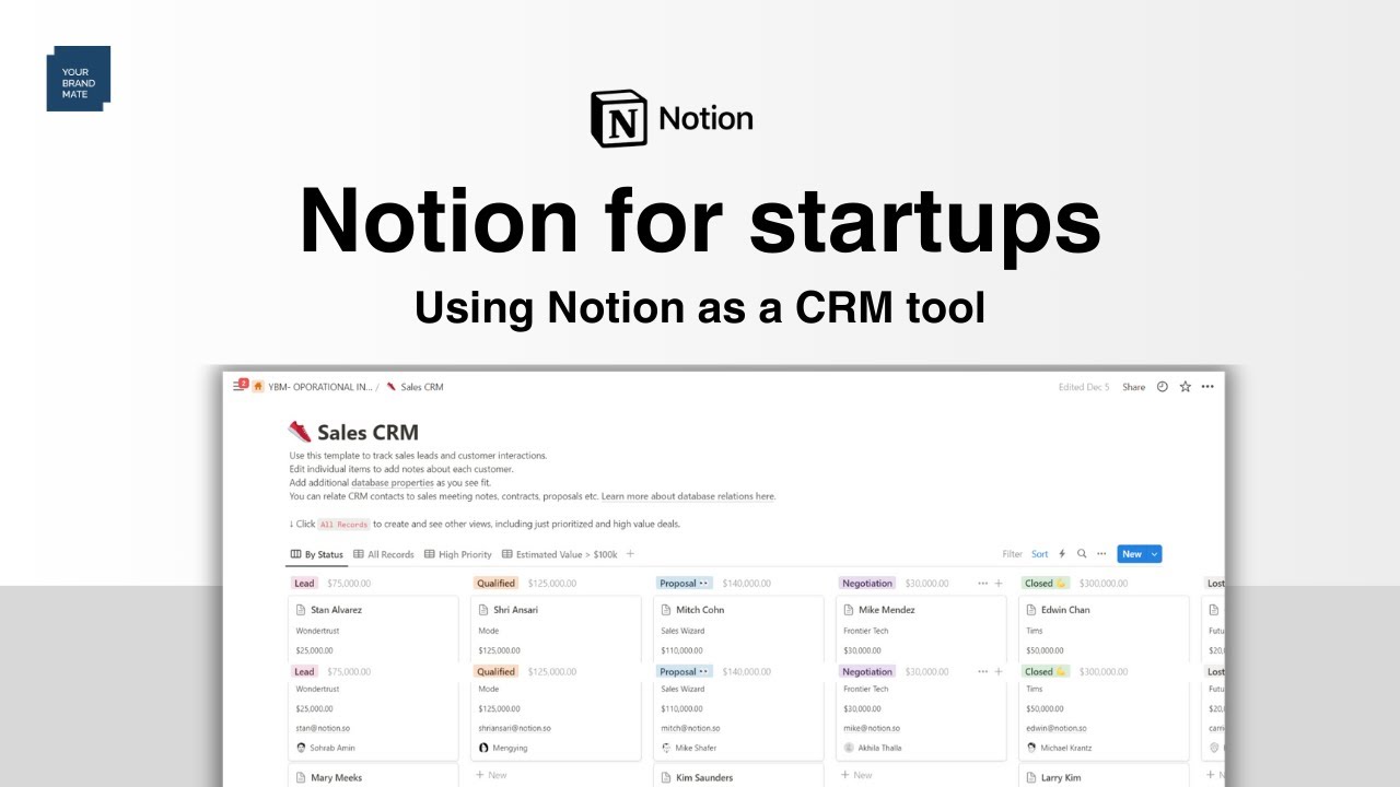 Notion as a CRM: Unlocking all its features! #Notion #CRM # ...