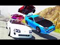 Toyota SUPRA DOWNHILL Demolition Derby! Crazy Multi Car Crashes! - BeamNG Drive