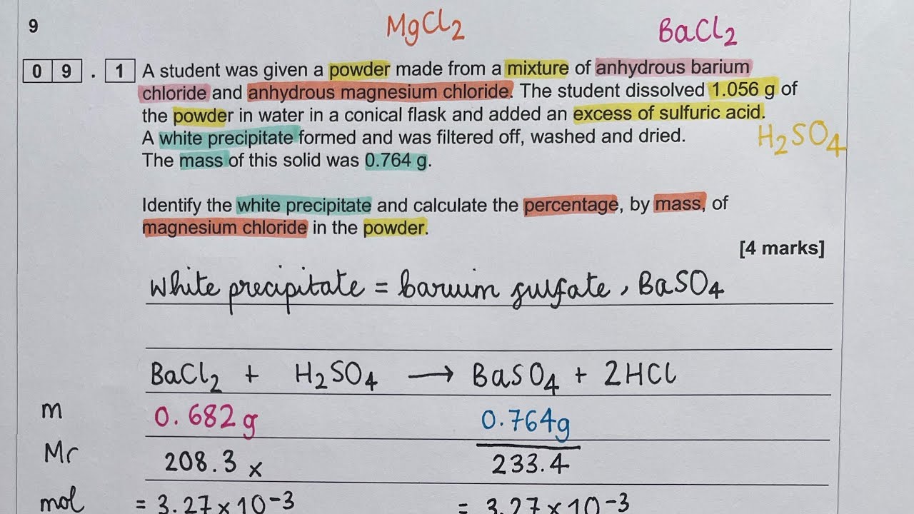 Worked exam answer - AQA AS / A level group 2 solubility calculation ...