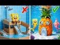 Bob l'éponge est une sirène ? 🏝 Création d'un parc aquatique en carton dans un mini Bikini Bottom !