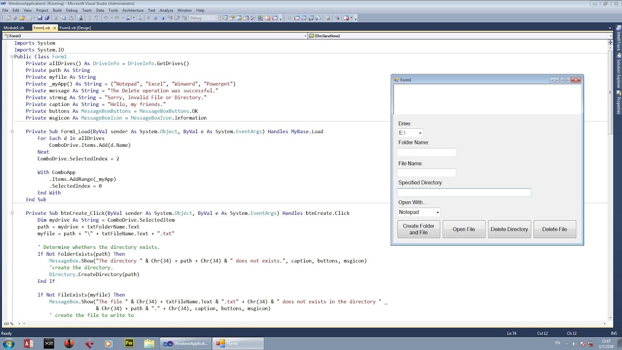 VB .NET - How to Create Directory/Folder and File Using TextBox Part 2 - YouTube Vb .Net - How To Create Directory/Folder And File Using Textbox Part 2 - Youtube