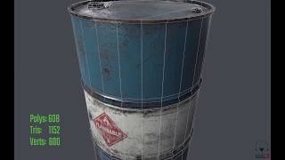 3D Oil Barrel with PBR shaders