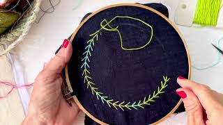 Rhythmic Fern stitch and pretty roses - ideas from my book #embroidery