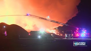 Large fire continues to burn at Evergreen Recycle in north Wichita