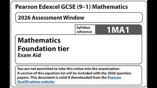 GCSE Foundation Maths Exam Aid - Formula sheet