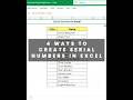 4 Ways to Create Serial Numbers in Excel 🚀#parmindersinghanalytics #excel #exceltips #excelformula