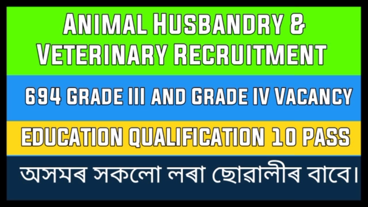 Animal husbandry and Veterinary Recruitment 2021//694 Grade III and Grade IV Vacancy//Online Apply /