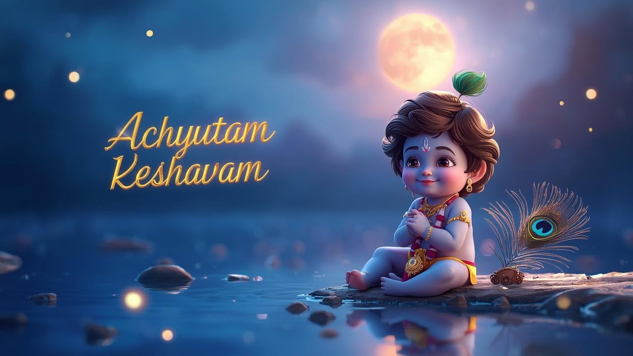 Achyutam Keshavam krishna dhamodharam | Krishna Bhajan for Kids 