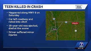 Teen dies in rollover crash near Atlantic, Iowa