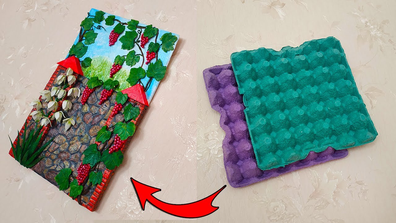 Made Wall decor from cardboard, paper and egg trays. DIY decor