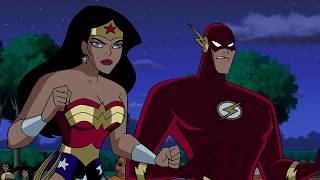 Flash and Wonder Woman arrive at Harv Hickman's mansion