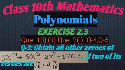 Polynomials|Class 10th Math|Exercise 2.3|Divide the Polynomial|NCERT|CBSE|Lecture-9|Syed Mohd Shahid