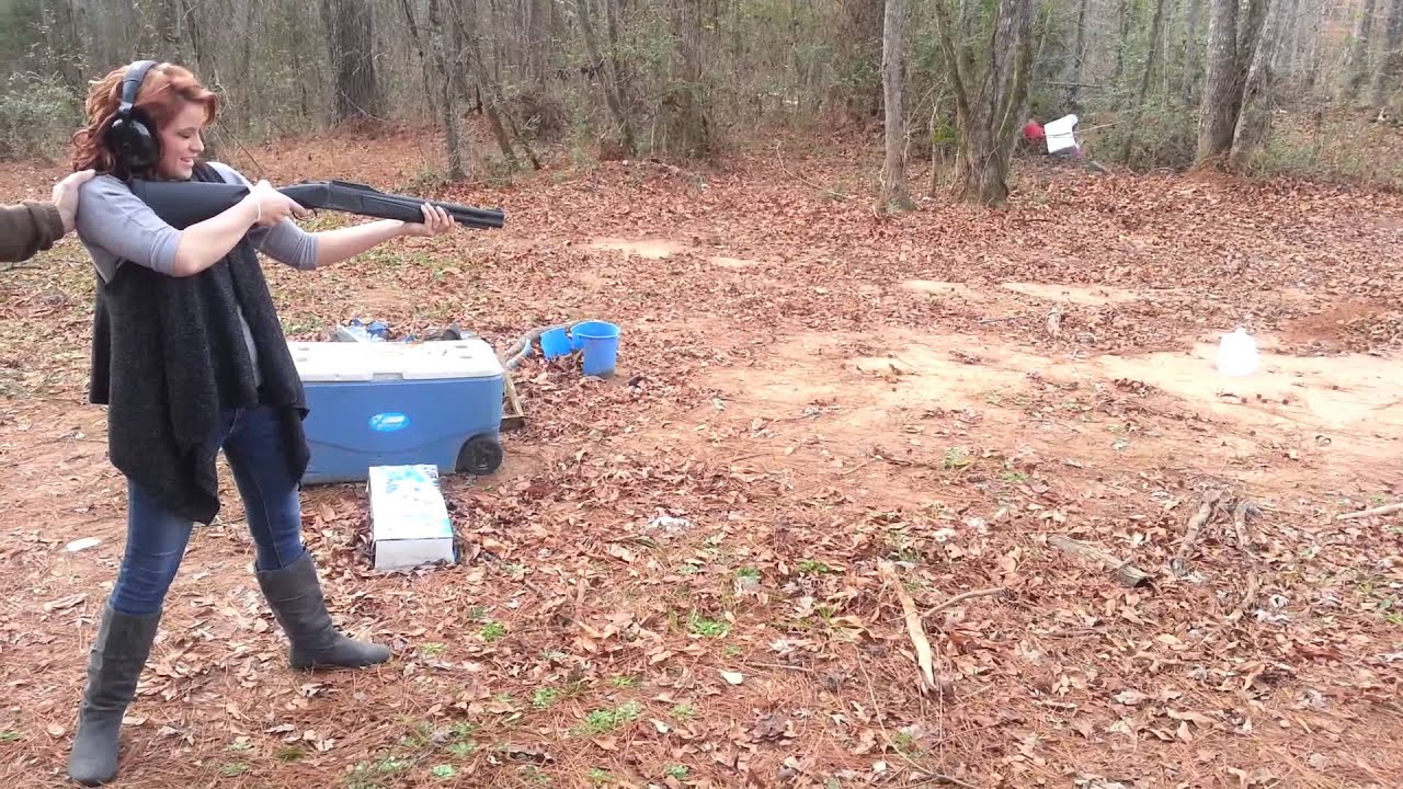 Katie shooting 12 ga maverick over/under - YouTube