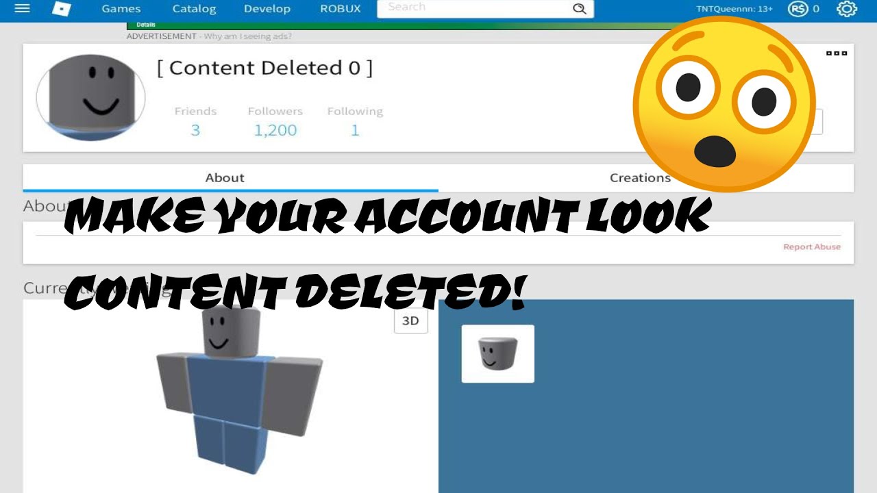 How To Make Your Profile Look Content Deleted Roblox Youtube - content deleted roblox profile