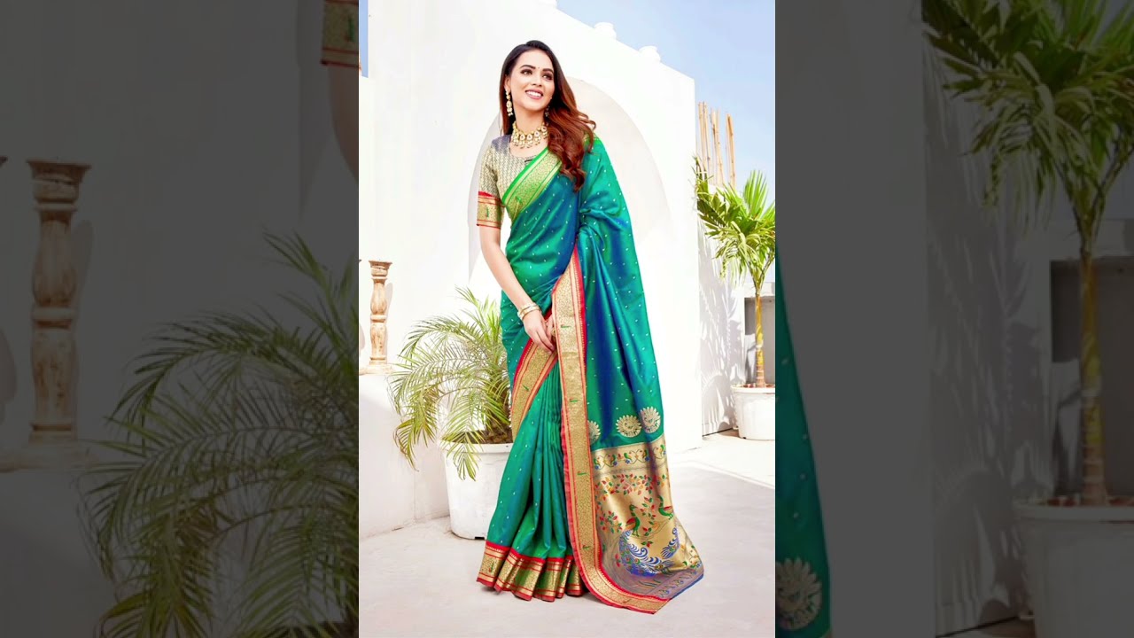 Последний красивый дизайн блузки сари Pure Paithani | Традиционный образ сари❤️Дизайнерское сари ...