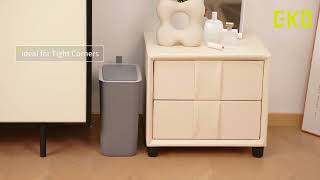 Meet our space saver,  EKO Morandi automatic bathroom trash can in color grey.
