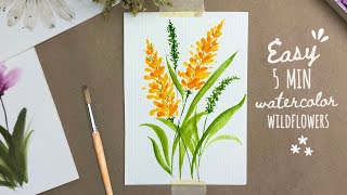 Paint Watercolor Wildflowers in 5 MINUTES - Super Easy Beginner Guide