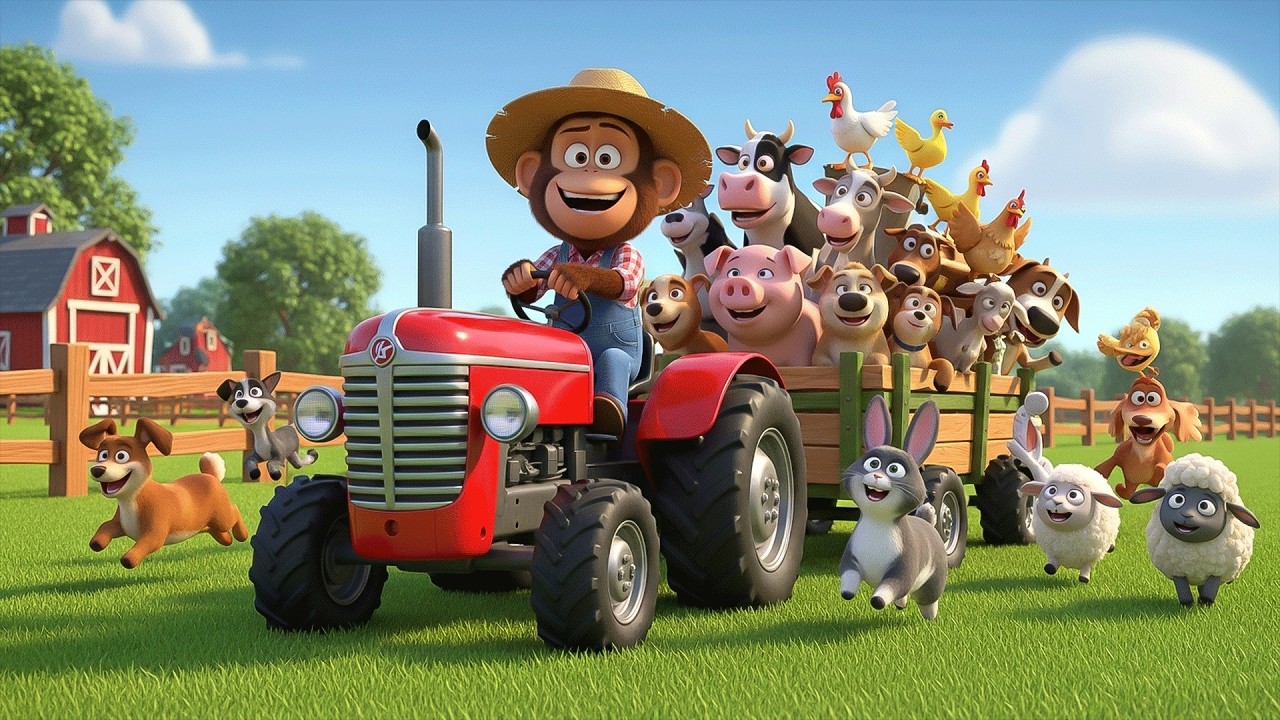 Monkey Farmer Fixes Tractor and Move a Horse & Gentle Care | Farm Life 🐒