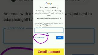 Gmail account recovery 2023 || How to recover Gmail account || Google account recovery #shorts