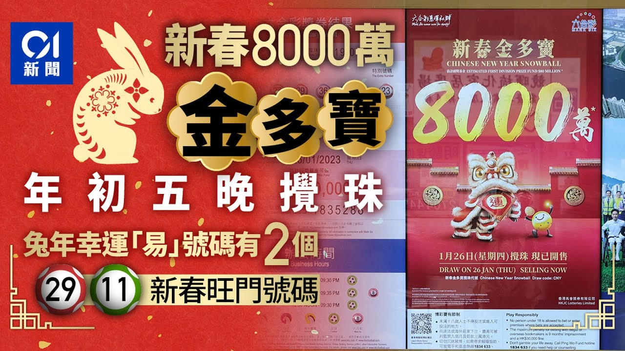 六合彩新春金多寶｜8000萬頭獎明開彩 兔年攪珠此兩個號碼三中二｜01新聞｜中獎 - YouTube